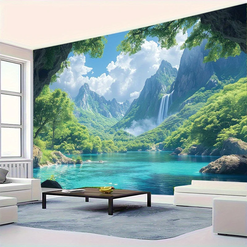 1 Stück, 2D flacher, tropischer Wasserfall-Hintergrund – Wanddekoration für Wohnzimmer, Schlafzimmer, Party-Hintergrund, Fotografie, wsj – Detail 1