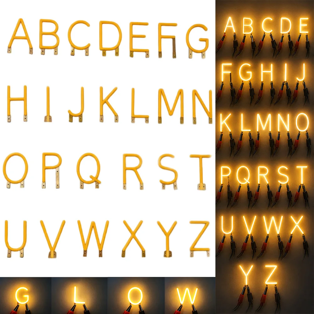 3v LED Filament 26 Letters 2200K Retro Lamp Parts Diode Incandescent Light Accessories Home Decor Holiday modeling Lighting