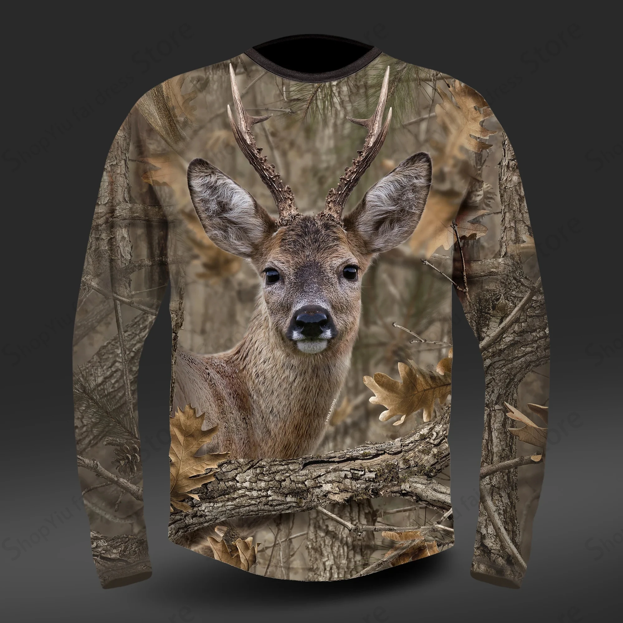 الدب خنزير الصيد الحيوان ثلاثية الأبعاد طباعة كم طويل تي شيرت الرجال النساء موضة التي شيرت كامو التمويه القمم تيز ملابس رياضية في الهواء الطلق التي شيرت