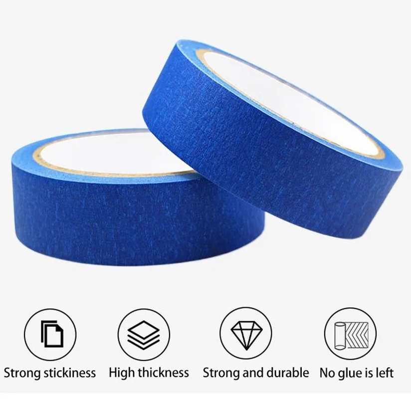 O papel de mascaramento azul é resistente a altas temperaturas e não résíduo de cola e papel washi rasgado à mão é desenhado por estudantes de arte