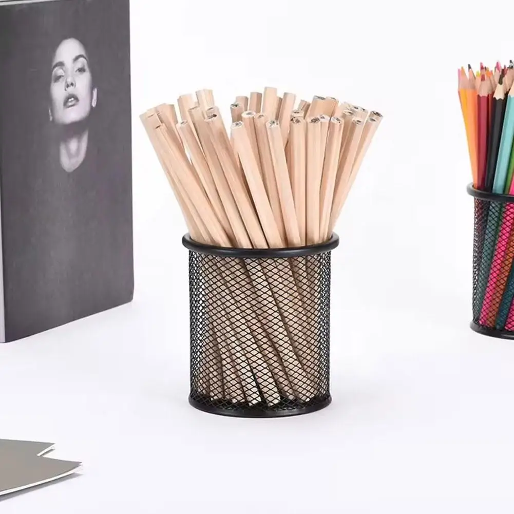 Large Capacity Iron Pen Holder Multifunctional Metal Desktop Stationery Storage Box with Multi-Grid for Office Pens