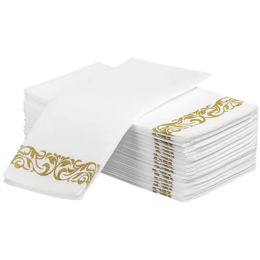 25 Pcs Paper Napkin Holiday Party Napkins Wedding Decorations Golden Hotel Desktop Banquet