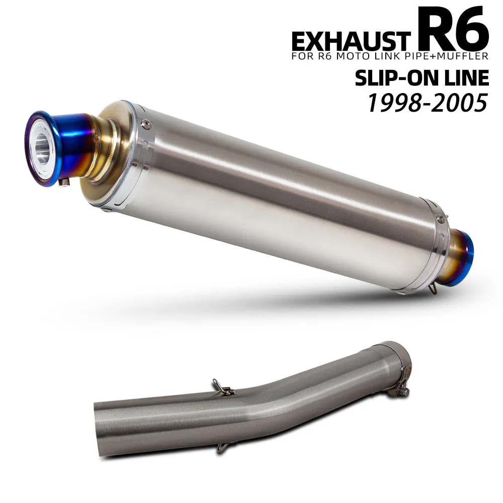 For Yamaha YZF-R6 1998-2005 Motorcycle Exhaust Tailpipe Escape Muffler with DB Killer Racing tube Moto Accessories