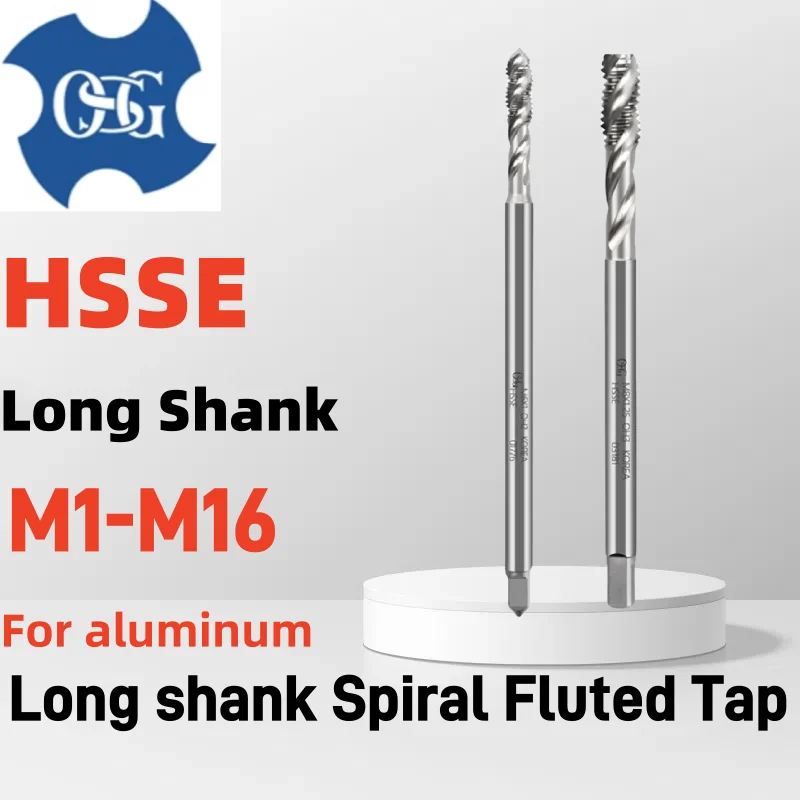 1PCS HSSE Japan Original OSG Long Shank JIS Standard Spiral Fluted Tap M1M2M3M4M5M6M8M10M12M14M16  Machine Thread Taps