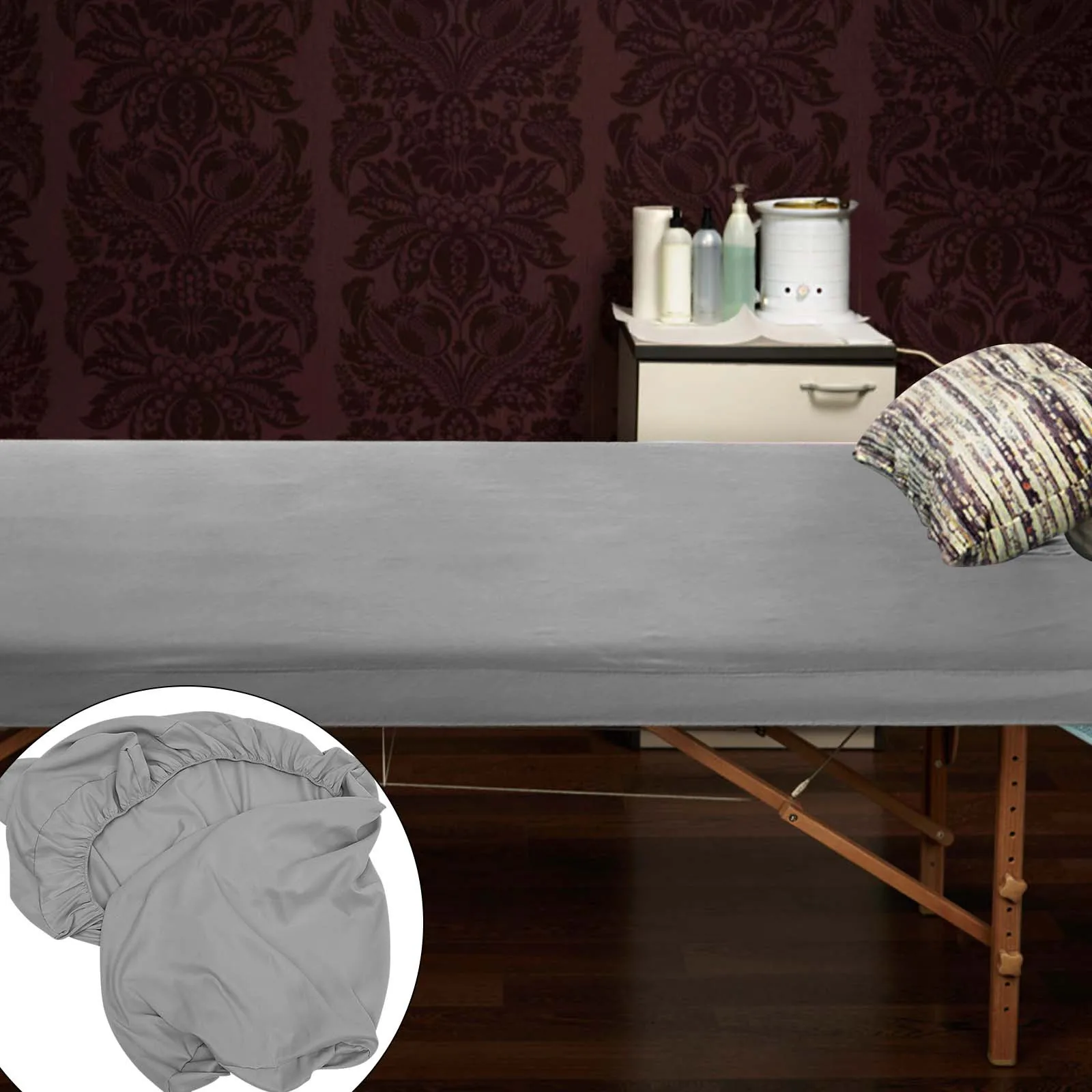 

Massage Bed Cover Washable Knitted Cotton Sheet Face Hole For Spa Beauty Salon Reusable Nonslip Table Protector Comfortable