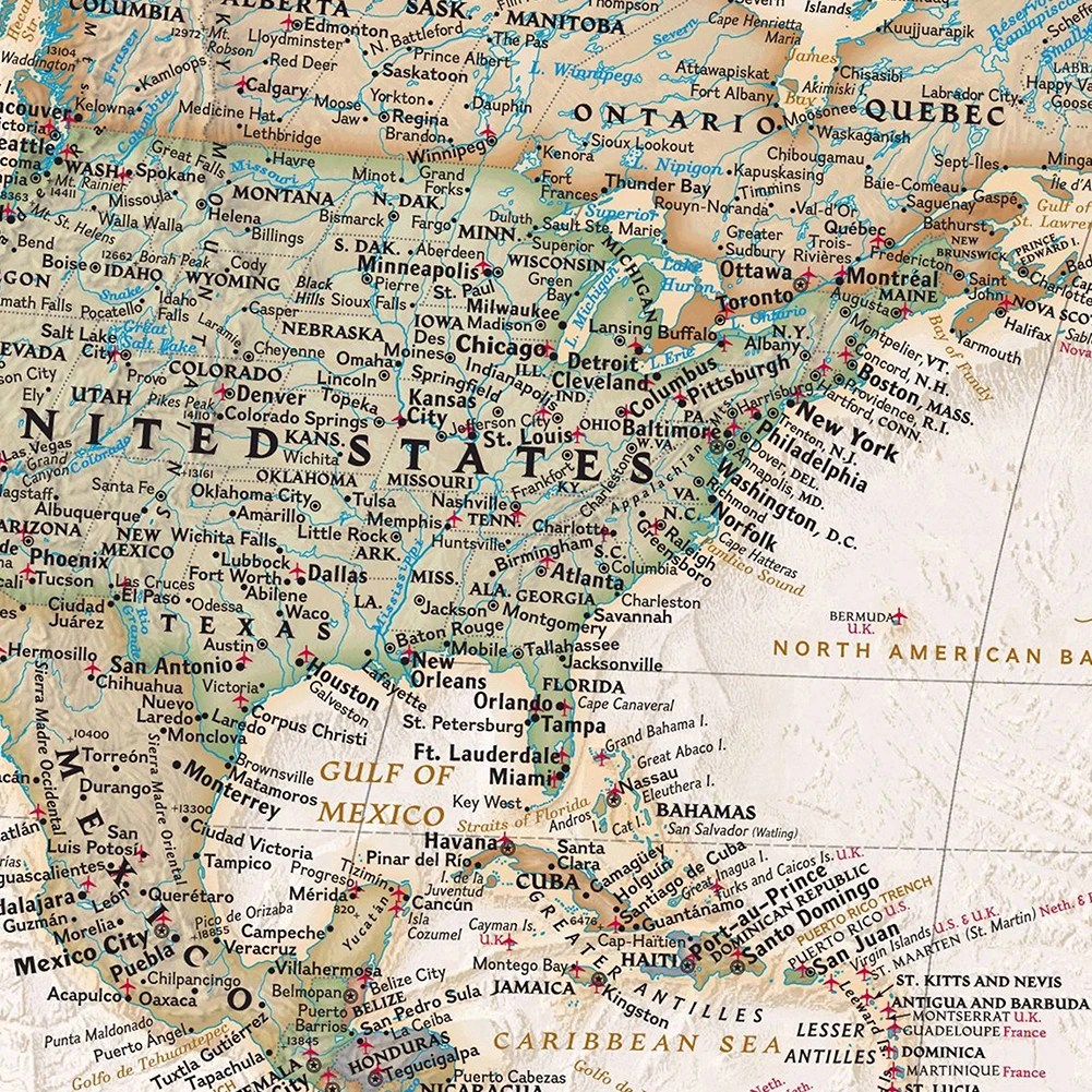 빈티지 포스터 대형 세계지도 50x32in 벽 장식 교육 인쇄 벽 교수형 예술 폴리 에스터 배경 천으로 학교 용품
