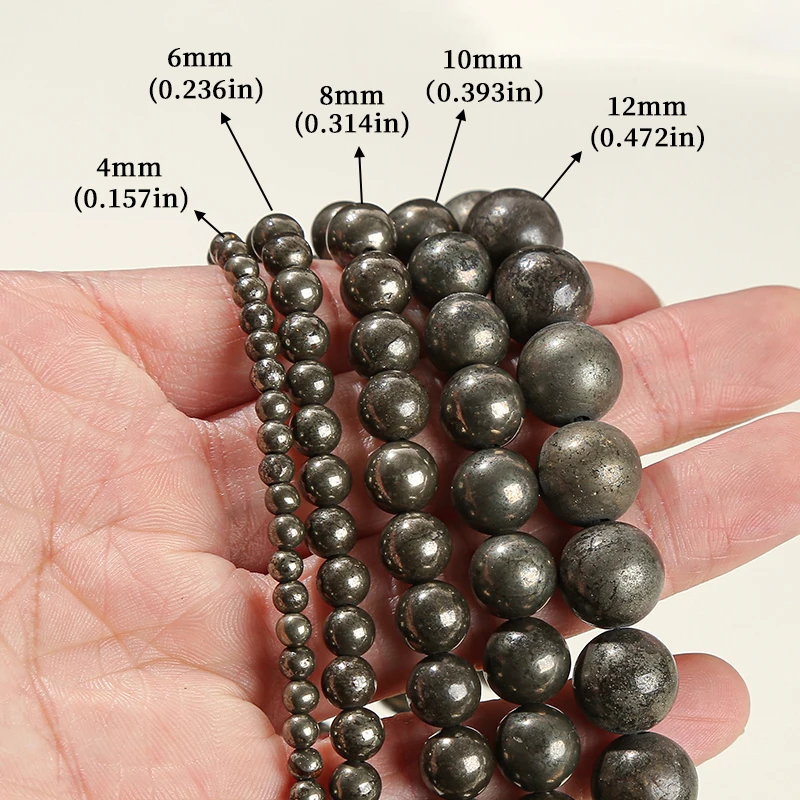 Natural Iron Pyrite Bead Round Loose Spacer Beads 6 8 10MM Ore Bead For Jewelry Making Handmade Bracelet Necklace Accessory