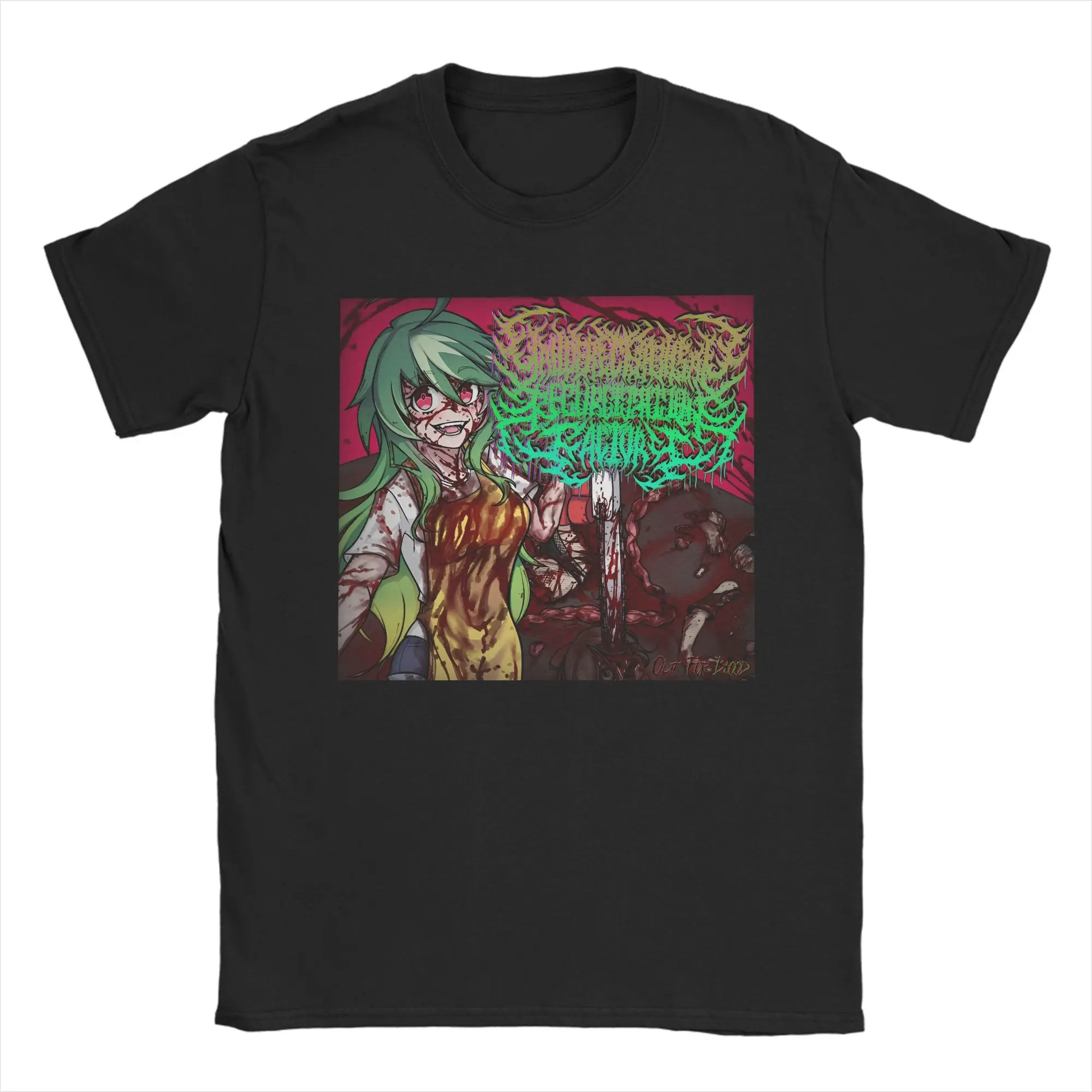 Yandere Chainsaw Factory Chainsaw Sauce Black Gold Dark Rock Anime Second Dimension T Shirt Music T-Shirts Tshirt Cotton Tees