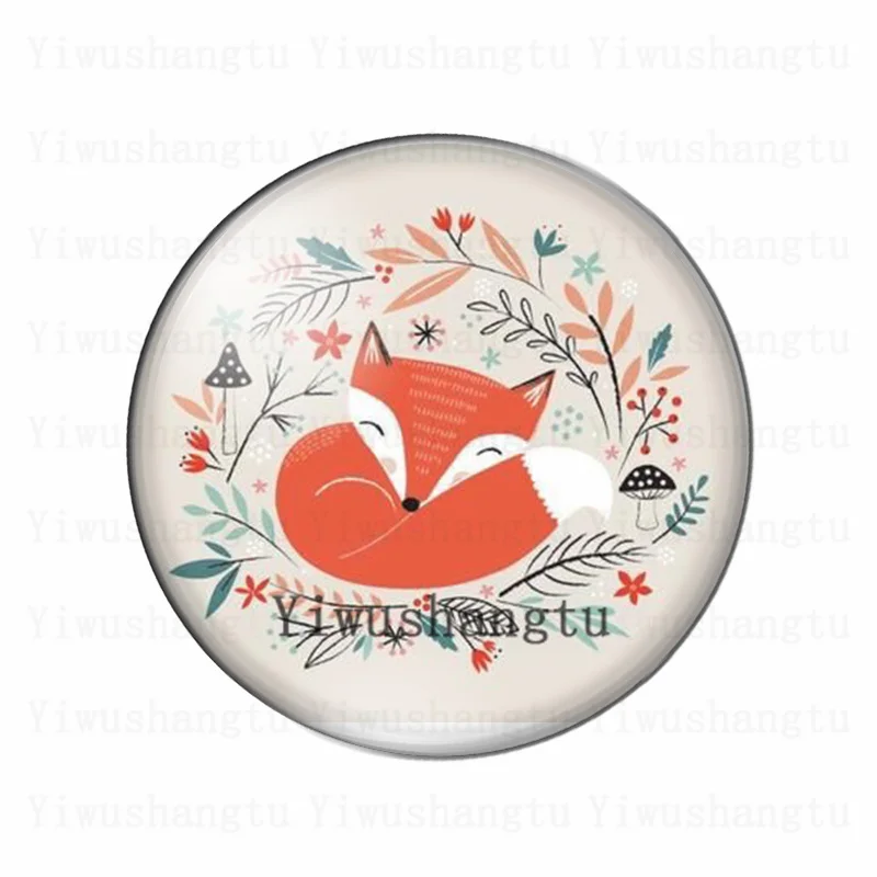 Cute cartoon animals Fox art painting 12mm/18mm/20mm/25mm Round photo glass cabochon demo flat back Making findings