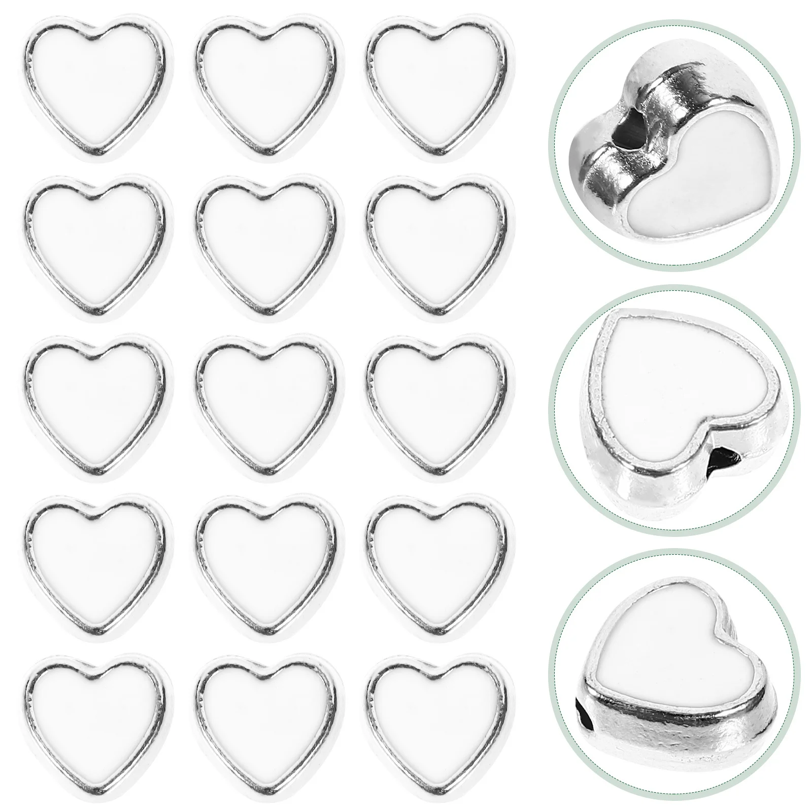 100Pcs Heart Spacer Beads Alloy DIY Loose Beads for Necklace Bracelet Jewelry Making Kit Beading Accessories Craft Supplies