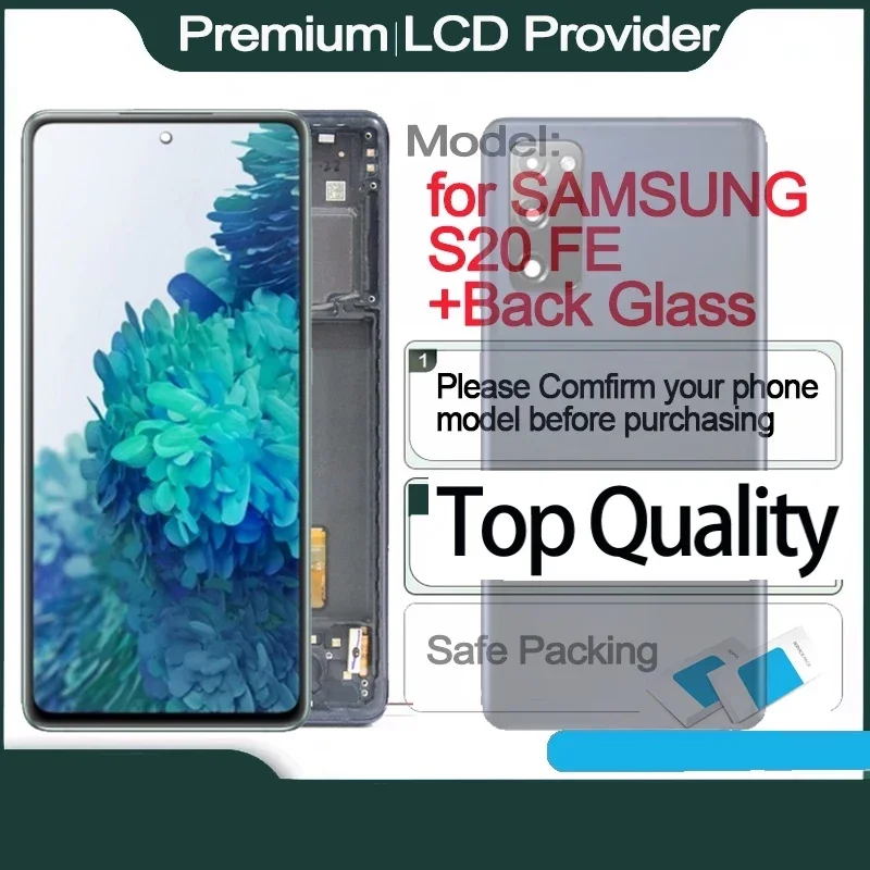 شاشة عرض تعمل باللمس مع زجاج خلفي ، إطار بديل لشاشةsema 20 FE ، sوضا ، من الخلف