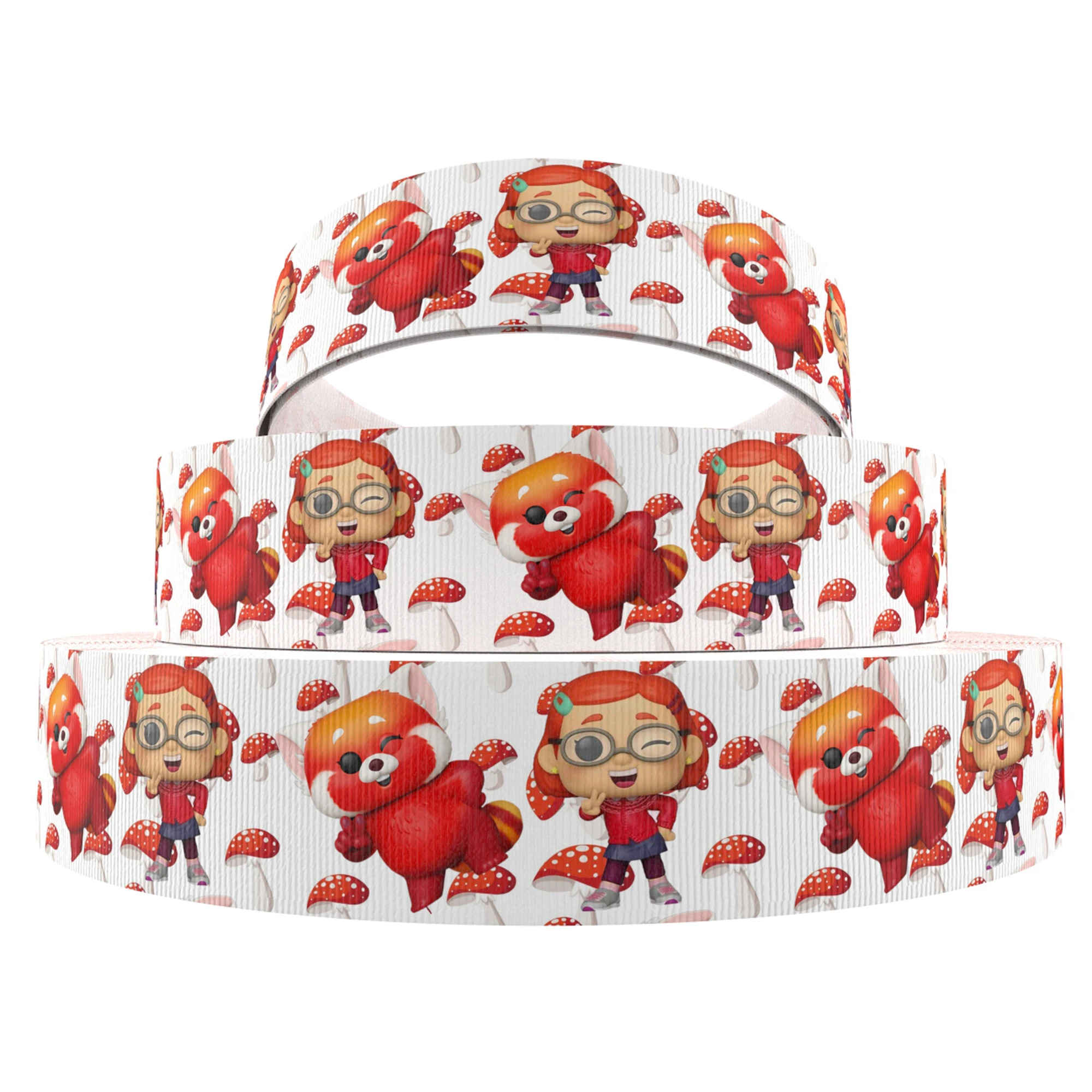 Disney 5Yards Multi Size Turning Red Series Printed Grosgrain Ribbon For Hairbows DIY Craft Supplies Cartoon Ribbons