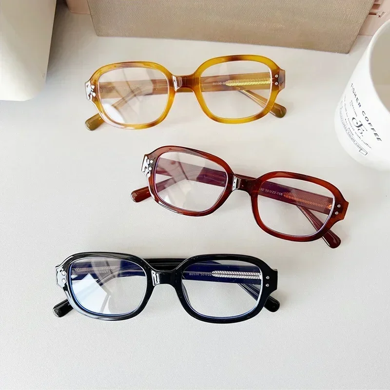 Y2k Vintage Decorative Goggles Retro Square Frame Eyeglass Women Red Computer Reading Glasses Clear Blue Light Blocking Eyewears