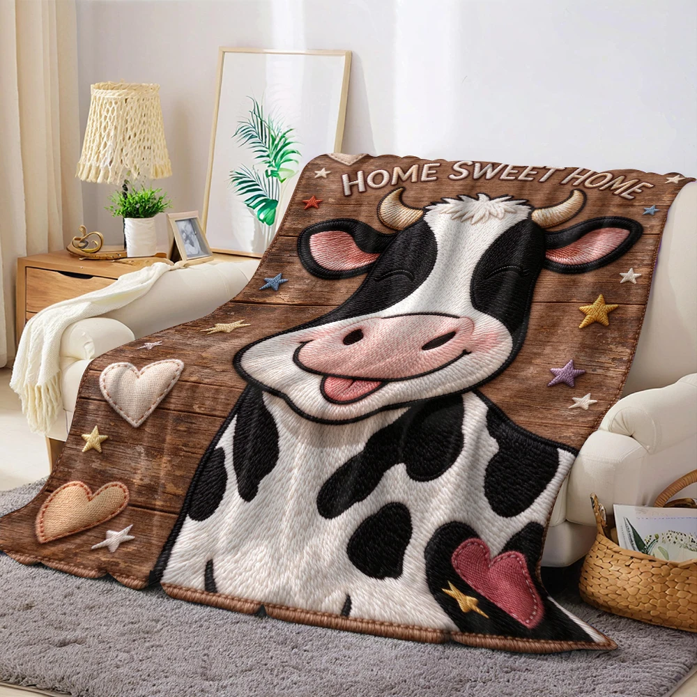 Stitch Tan Ginger Flannel Blanket Soft Cozy Throw Blanket for Bed Sofa Couch Fuzzy Plush Bed Cover
