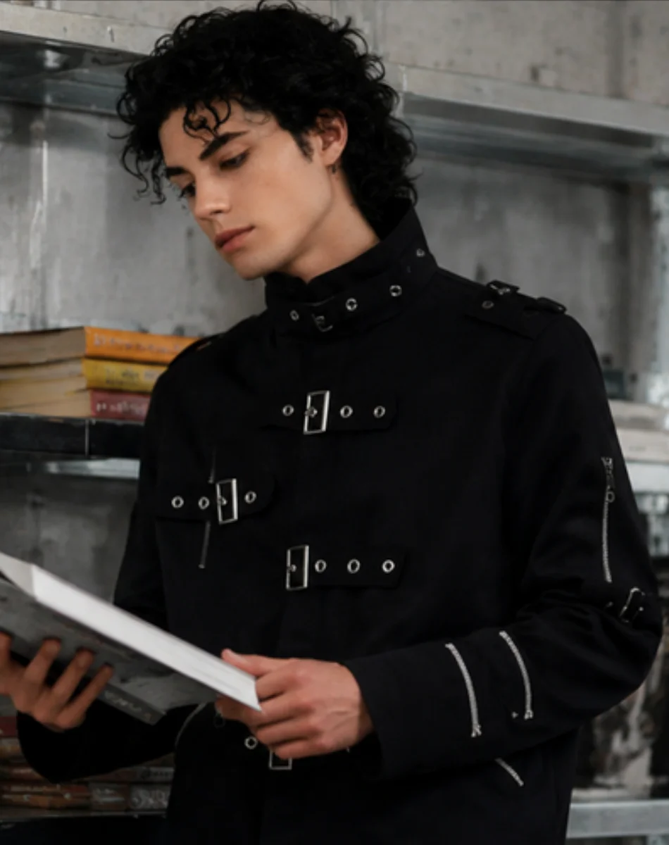Michael Jackson BAD Punk Jacket Black Stretch Cotton Outwear for Role-player Impersonator Halloween Cosplay view 3