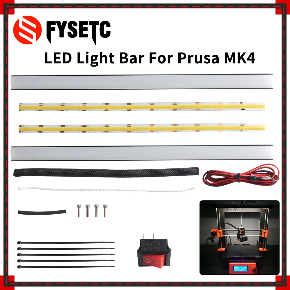 For Prusa i3 MK4 LED Light Bar Kit 24V Ultra Bright LED Kit Length 290mm 3D Printer Accessories LED Light Strip