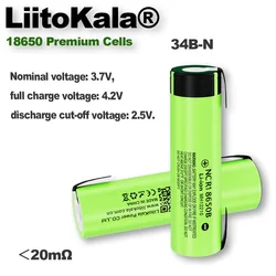 Hot LiitoKala NEW original NCR18650B 3.7V 3400mAh 18650 rechargeable lithium battery for battery + DIY nickel piece