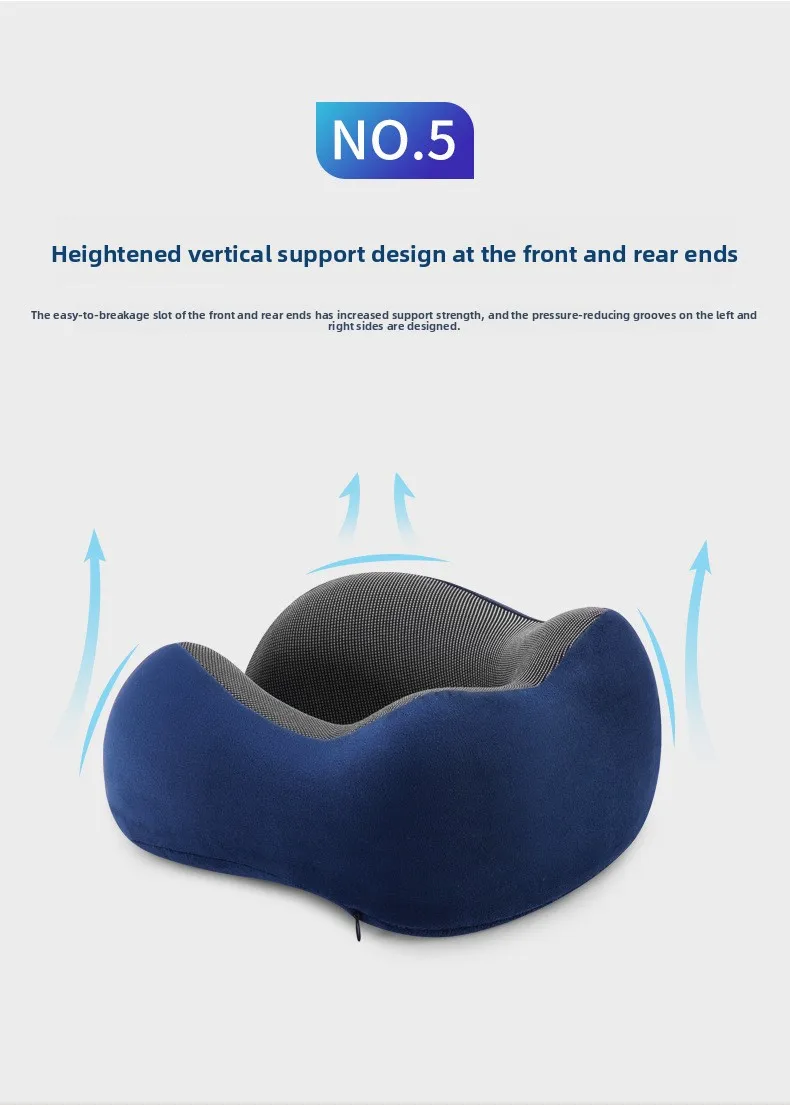 U-förmiges Reise-Nackenkissen aus Memory-Schaum, Nackenstütze, Massage, Flugzeug-Schlafkissen, ergonomische Kopfstütze – Detail 8