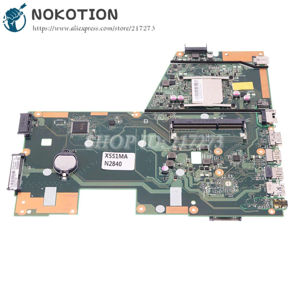 NOKOTION X551MA MAIN BOARD REV 2.0 For ASUS F551MA R512MA X551 X551M X551MA Laptop Motherboard N2840 CPU DDR3