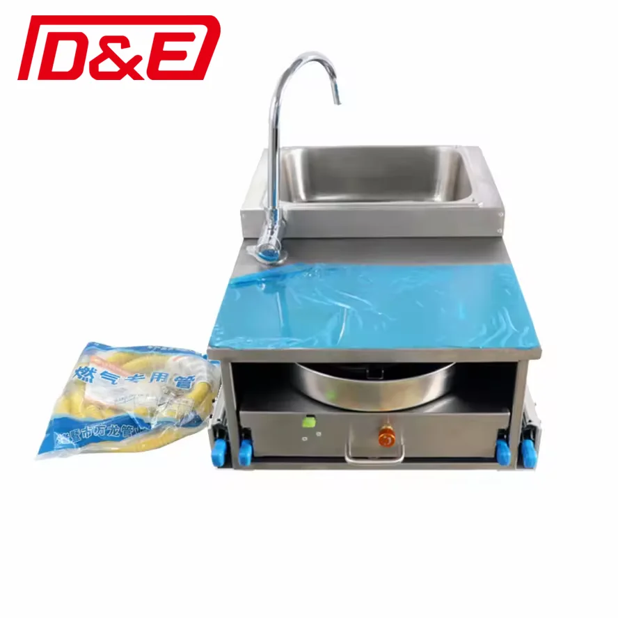 High performance integrated gas stove with sink faucet stainless steel gas stove C005 Trailer kitchen outdoor gas stove