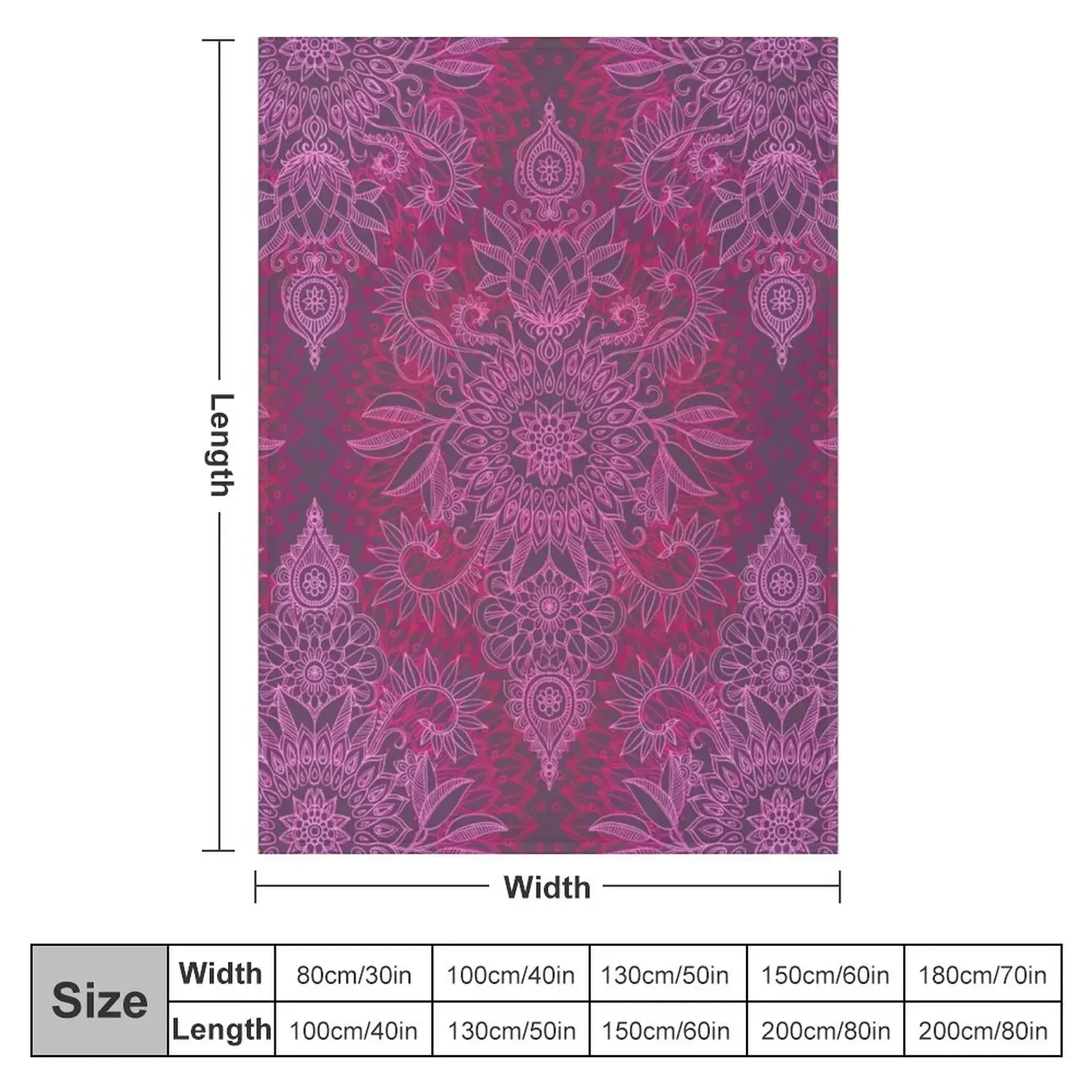 Magenta, Pink & Coral Protea Doodle Pattern Throw Blanket couch cozy soft plush fuzzy picnic outdoor blanket