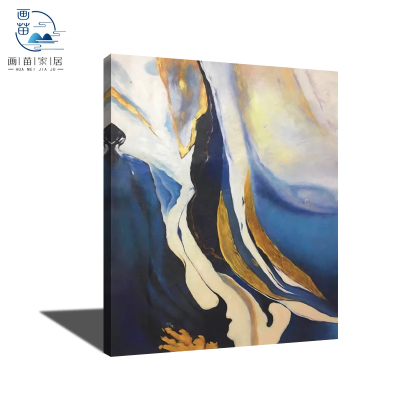 Living Room Decorative Modern Minimalist Marble Blue Golden Landscape Marble Landscape Abstract Pictures Artwork Painting