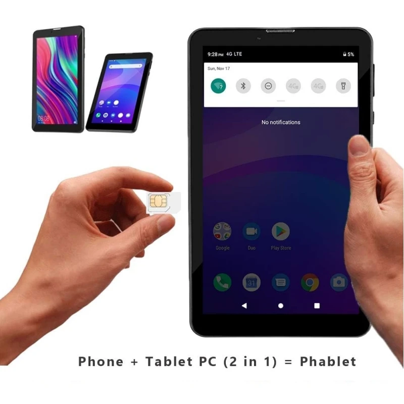 Tabletas de llamadas telefónicas Android 11 3G de 7 pulgadas, Quad Core, 1GB de RAM, 16GB de ROM, 1024x600 píxeles, cámara Dual, 2 tarjetas Sim, compatible con GPS