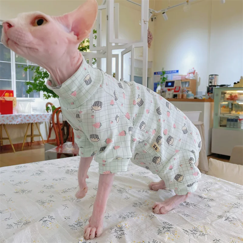 Modischer Sphynx-Katzenpullover, warme Kleidung für haarlose Katzen, bequemer Baumwoll-Rollkragenpullover für Devon Rex Katzen, Oberbekleidung – Detail 26