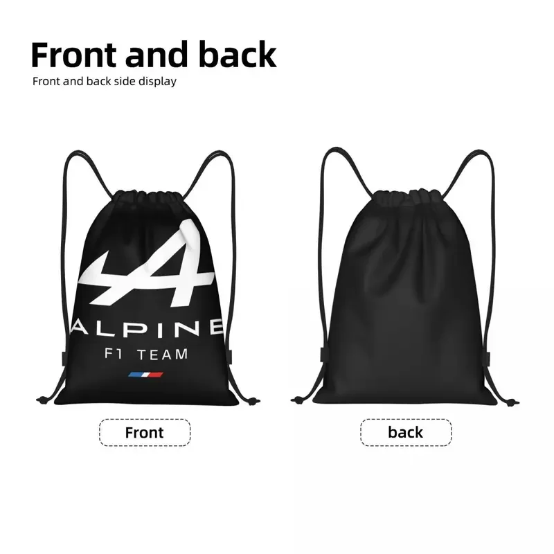 Alpine F1 Team Logo Drawstring Backpack Sports Gym Bag String Sackpack for Working Out