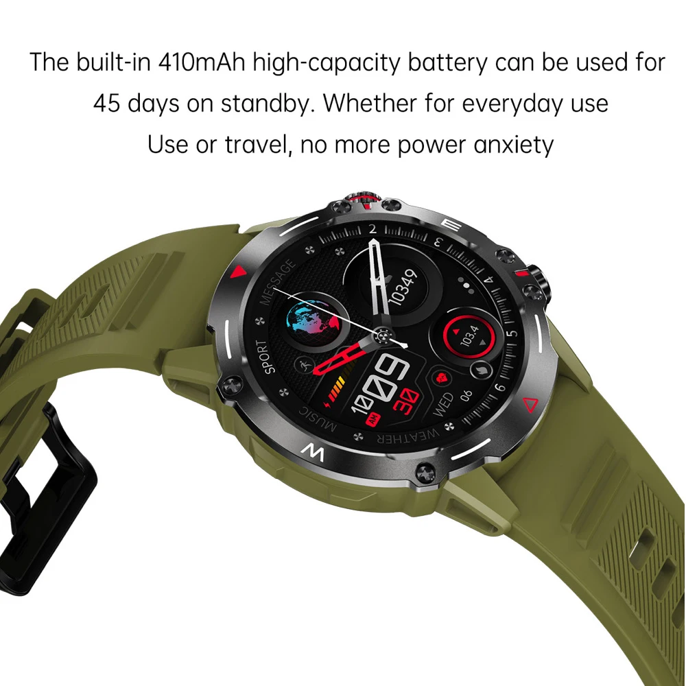 2025 ใหม่ผู้ชายกีฬากลางแจ้ง 1.43 "AMOLED สมาร์ทนาฬิกาฟันสีฟ้า Call NFC Heart Rate กันน้ํา 410mAh Voice Assistant smartwatch