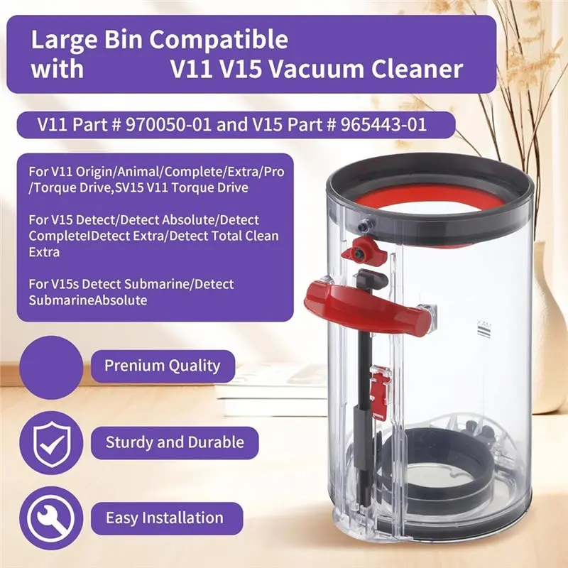 【PASSIONE 】Replacement Parts Accessory Dust Container For Dyson V11 V15 SV14 SV15 SV17 SV22 Vacuum Cleaner - view 2