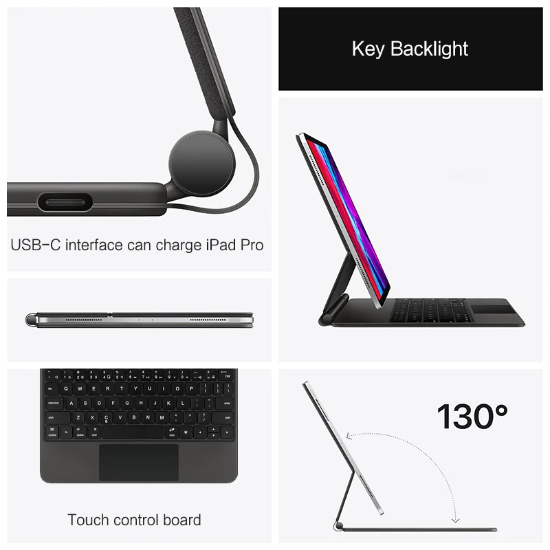 New Magic Keyboard For Apple iPad Pro 12.9 inch 5th 4th 3th 2021 2020 2018 Tablet Magnetic Trackpad Backlit Smart Cover Wireless