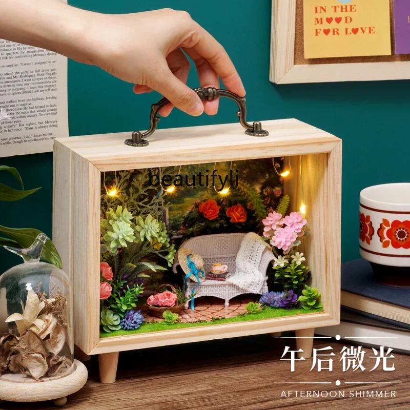 Handmade wooden model toy assembly small wooden box girlfriend creative birthday gift