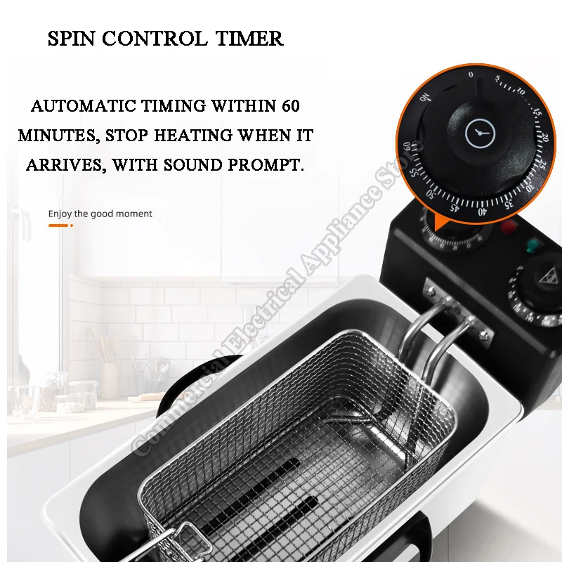 Timing Electric Deep Fryer Commercial Home Use Lightweight Electric Frying Pan