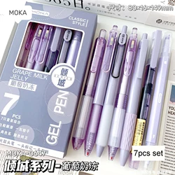 Conjunto de Papelaria Japonesa de Tinta de Secagem Rápida, Canetas Esferográficas Estéticas, Material Escolar, Kawaii, 7Pcs