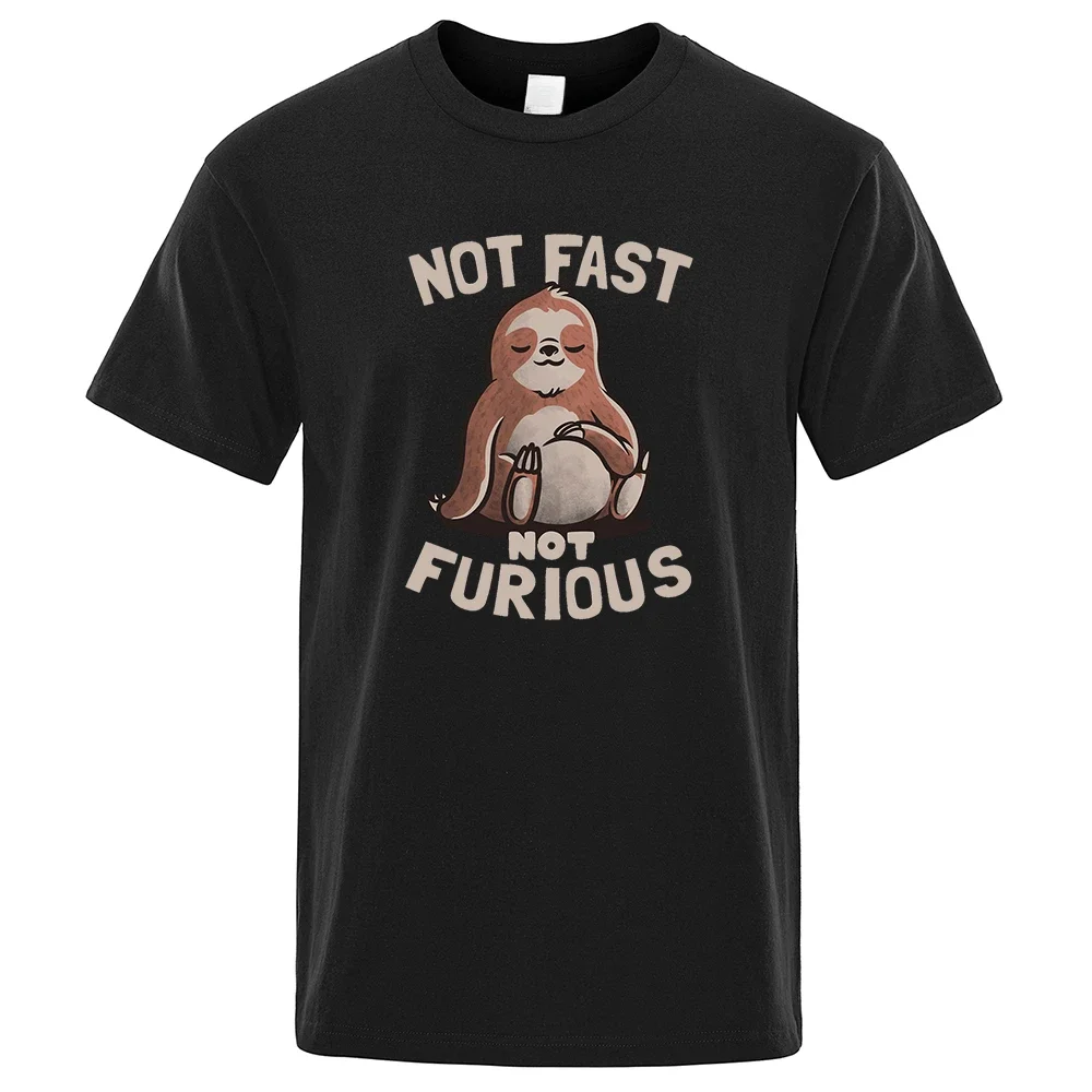 Not Fast Not Furious Kawaii Sloth Print Clothing Men Printed T Shirts Streetwear Creativity Summer Breathable Cotton Short-sleev