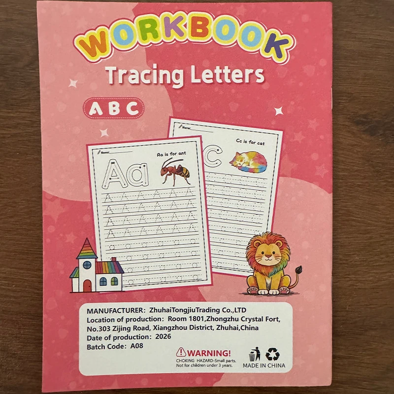 Letters Workbook A-Z Alphabet Handwriting Practice Book Kids Early Educational English Learning Activity Workbook