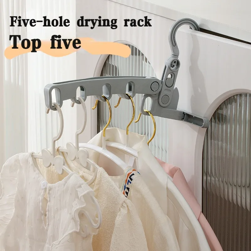 Portable Foldable Travel Hanger Folding Clothes Drying Rack Travel Hangers Hanging Rack with 5 Holes for Hotel Camping Travel