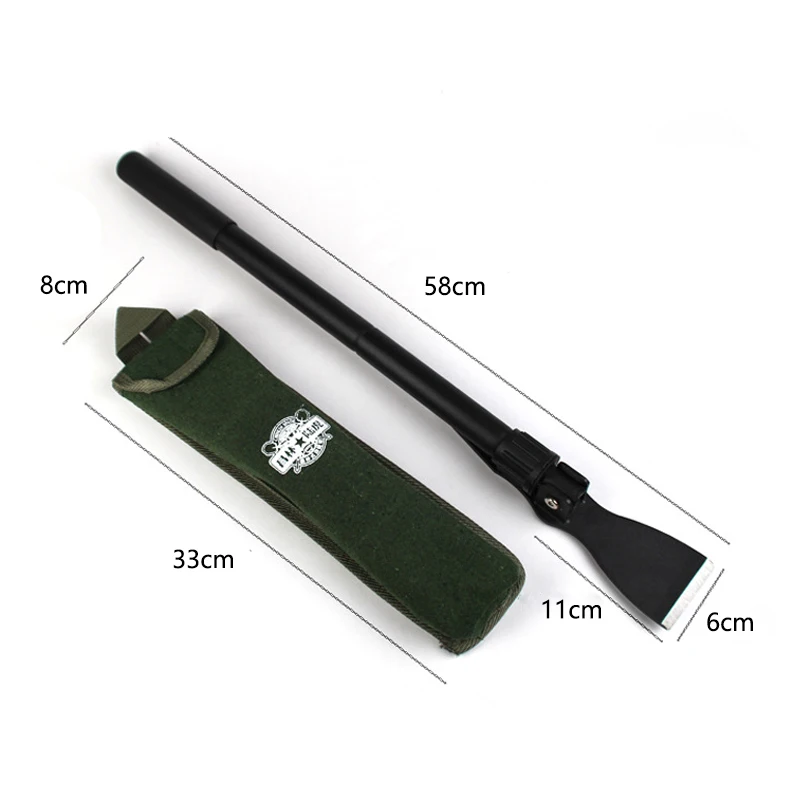 1Pcs Multifunctional Camping Tool Portable Folding Small Steel Shovel Pickaxe Hoe Outdoor Folding Multitool For Mountaineering