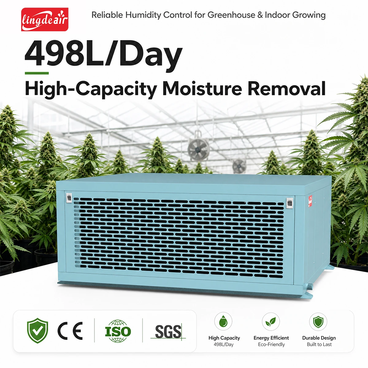 New Superior Greenhouse Dehumidifier Ceiling Hanging Energy Efficient Digital Display Automatic Restart for Commercial Growing