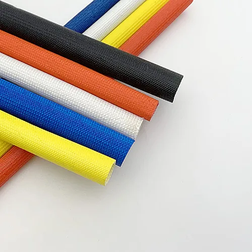 Imagen 2 del producto ID 1~20 mm 200 ℃   Manga de fibra de vidrio Manga de fibra de vidrio resistente al calor Tratamiento de revestimiento de aislamiento eléctrico de retardancia de fuego