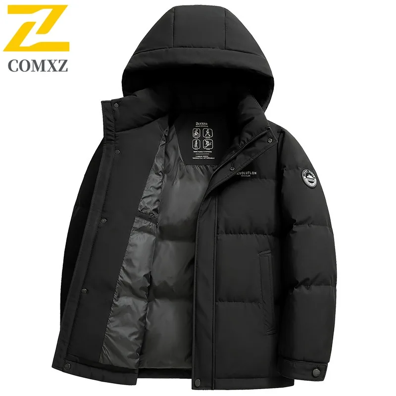 COMXZ Men Down Jacket New Outdoor Climbing Cold Protection Warm Lightweight Coat Fashion Hiking Camping Windproof Winter Garment