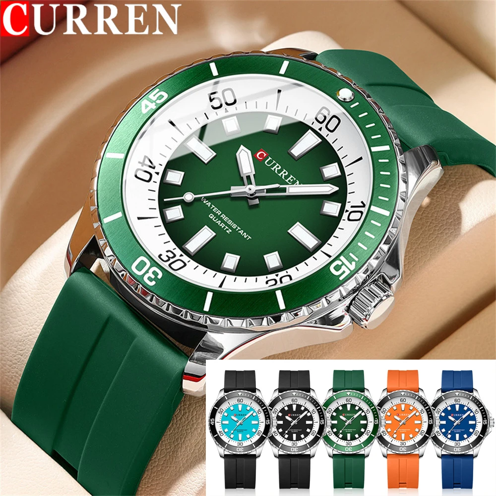 CURREN Sport Men Watch Top Brand Luxury Military Army Waterproof Male Clock Original Silicone Quartz Business Wristwatch 8448