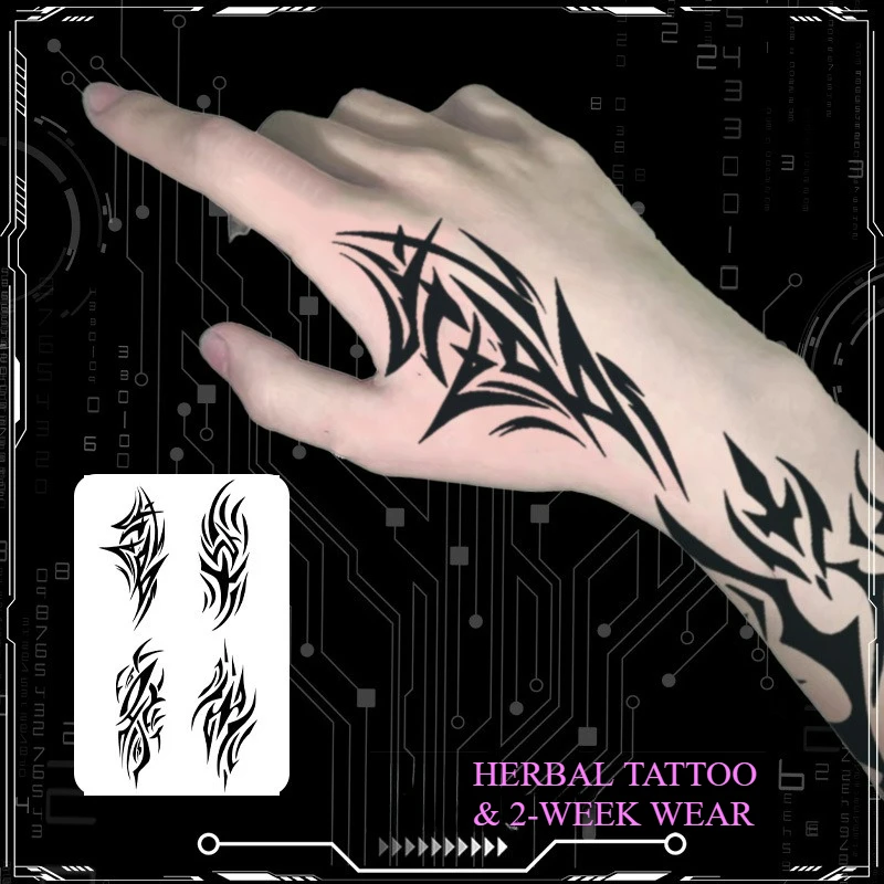 

Dark Back of Hand Temporary Tattoos,Tattoo Stickers,Waterproof Long-Lasting 15 Days,Semi-Permanent Fake Tattoo,body art for Men