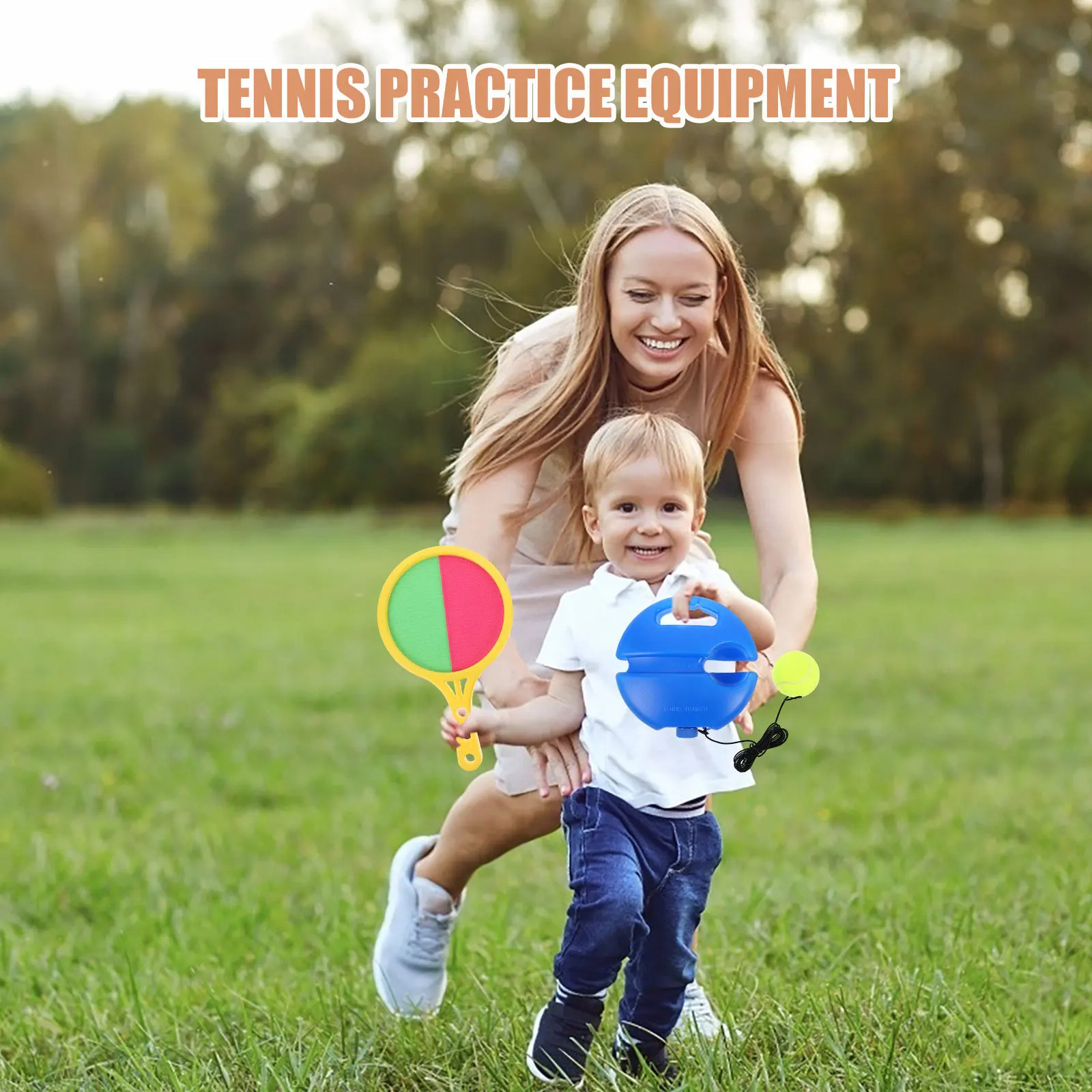 مجموعة واحدة من أدوات تدريب كرة الارتداد للتنس، قاعدة متينة، معدات تدريب المبتدئين المحمولة، معدات تحسين المهارات