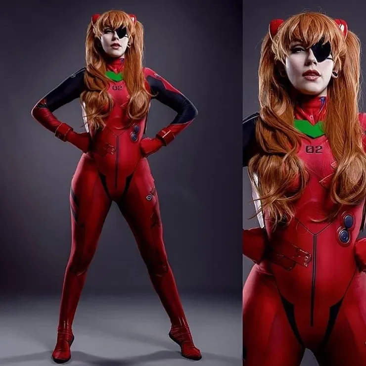 Disfraz de Cosplay de Asuka Langley Soryu para adultos y niños, mono de cuerpo completo de Anime Zentai para Halloween, 3,0