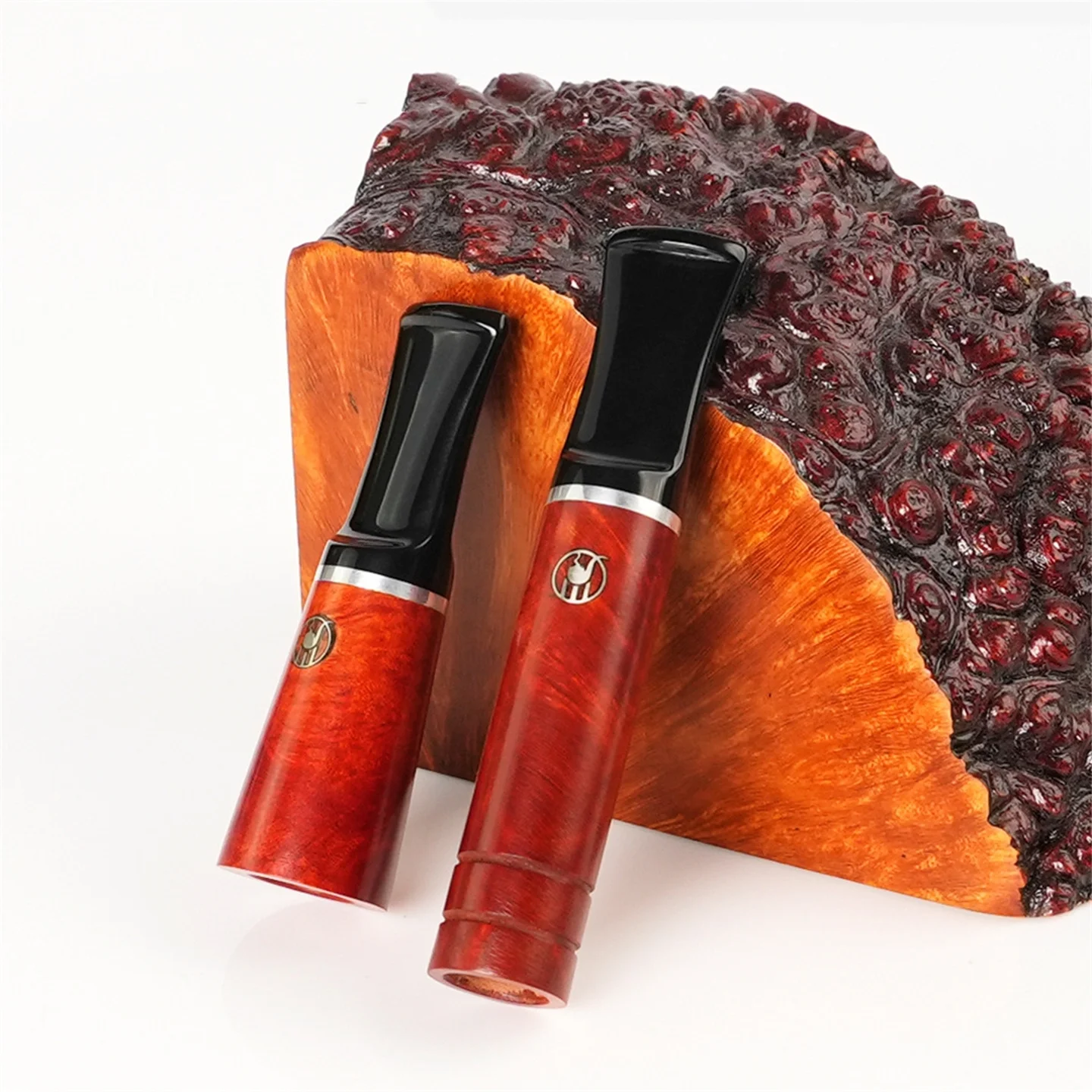 10MM Activated Carbon Filter Briar & Ebony Cigar Holder Cigar Mouthpiece Specialized Smoking Accessories Man's Gift
