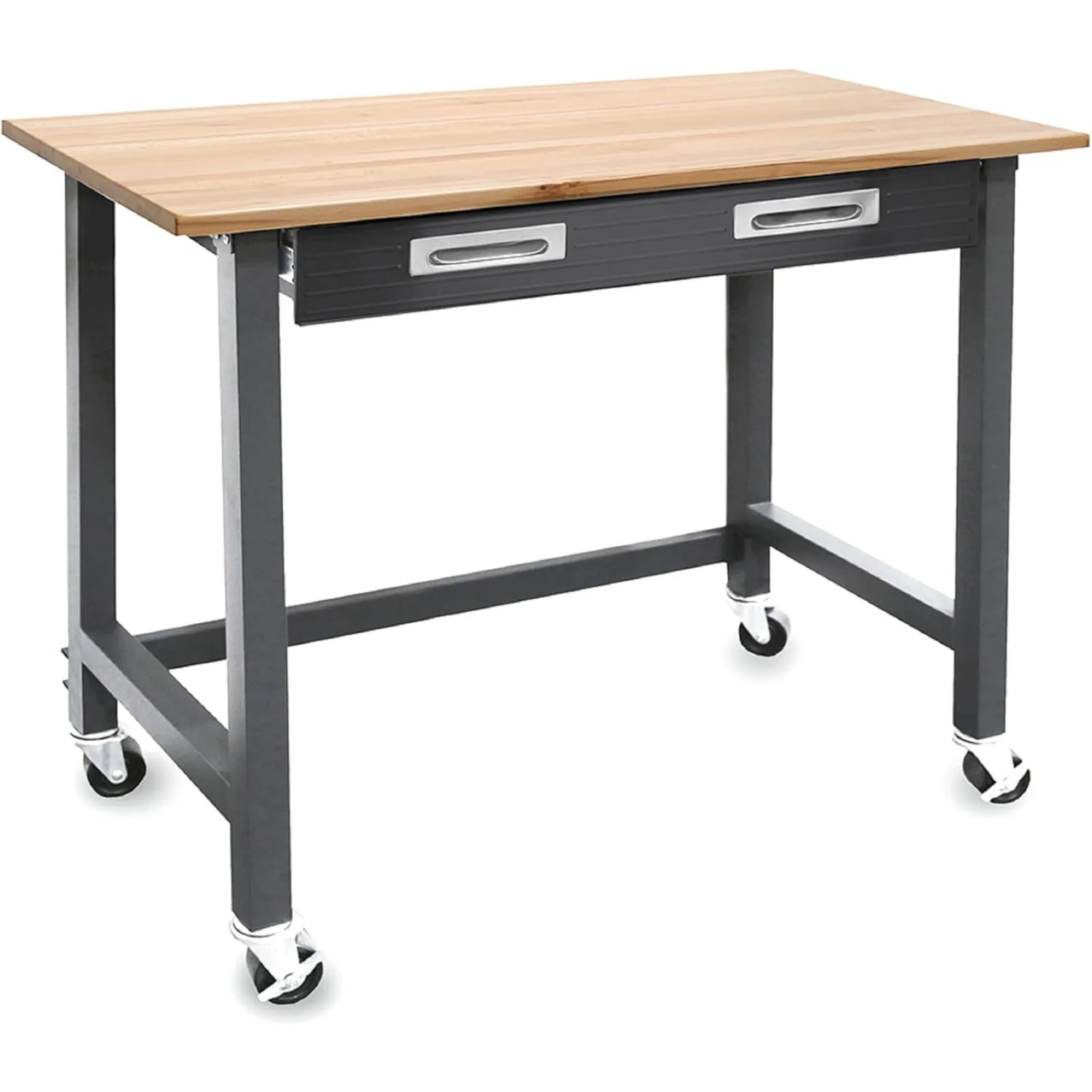 US UltraGraphite Wood Top Workbench on Wheels with Sliding Organizer Drawer Table, 48