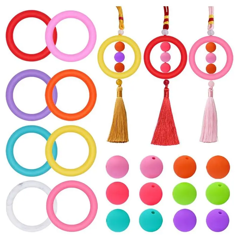 

Silicone Bead Ring 65Mm Rubber Beads Bulk Round Beads DIY Beads Keychain Pen Jewelry Bracelet Making Supplies