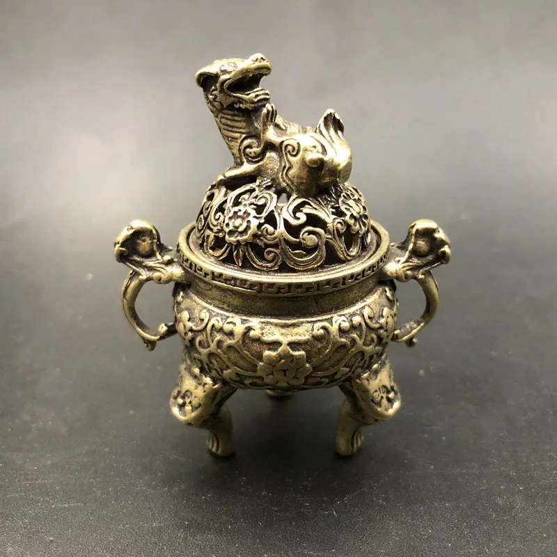 Pure with free shipping, incense , golden toad aromatherapy burner, home craft ornament, vintage small copper